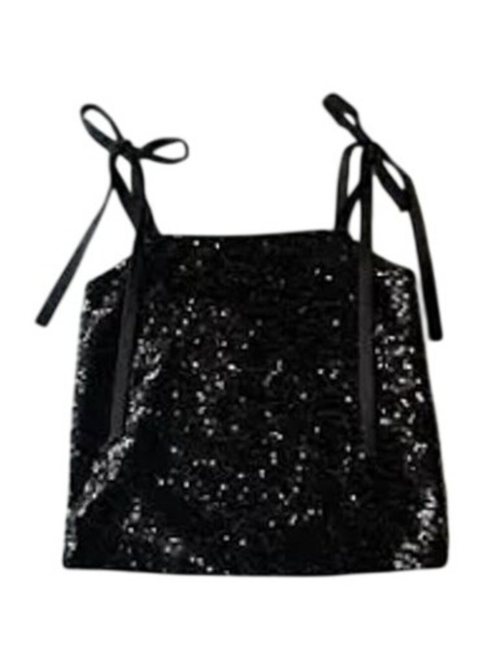 A/X Armani Exchange Black Sequin Tie-Strap Camisole Top Medium NWT